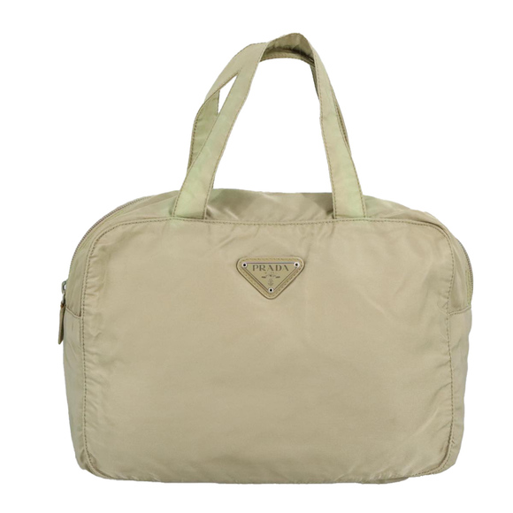 PRADA Hand Bag Nylon Beige Silver Auth 97438 - Picture 13 of 16
